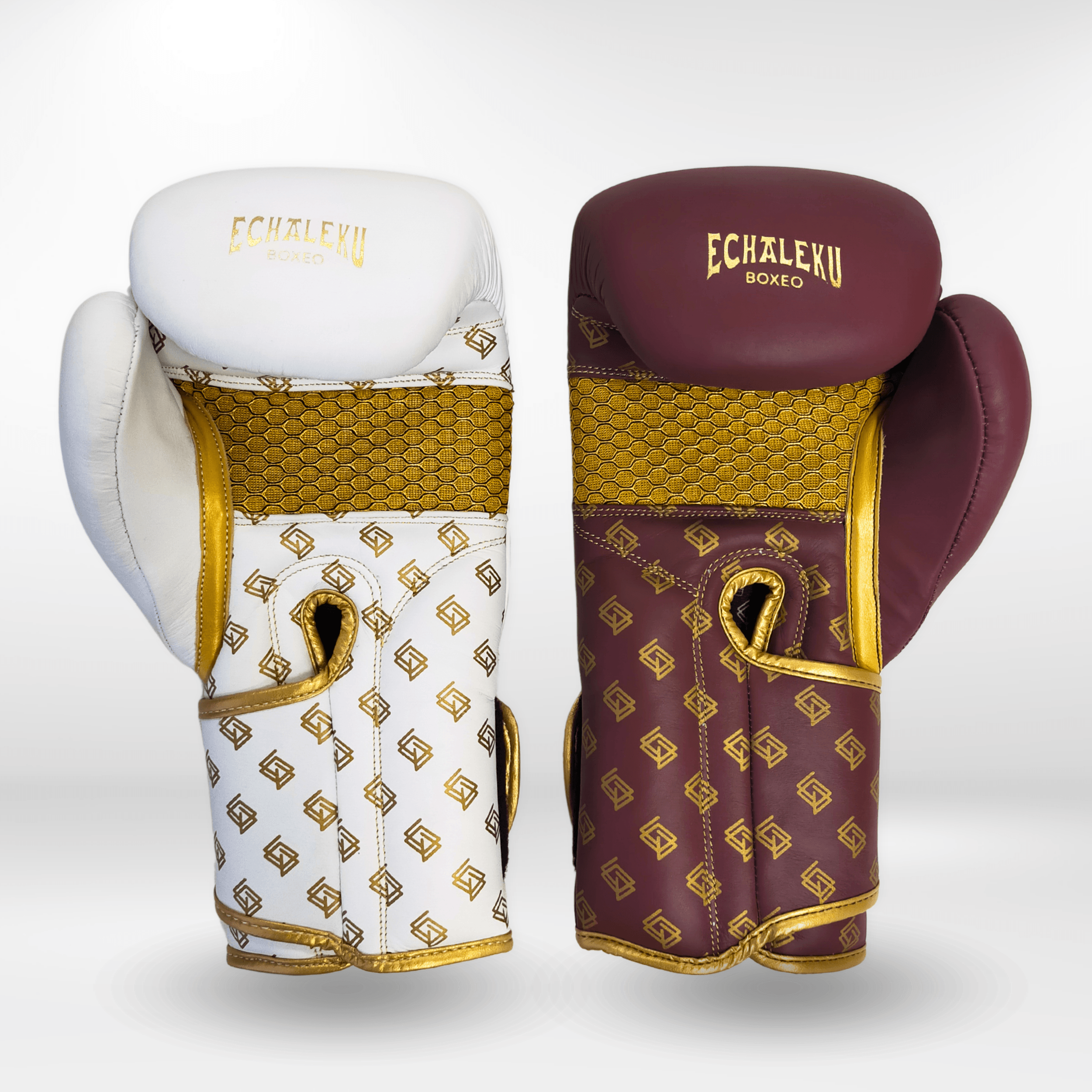 Handmix. GUANTES PREMIUM ENTRENAMIENTO BOXEO AMATEUR: Blanco/Burdeos + Dorado (V4.0) - Echaleku Boxeo