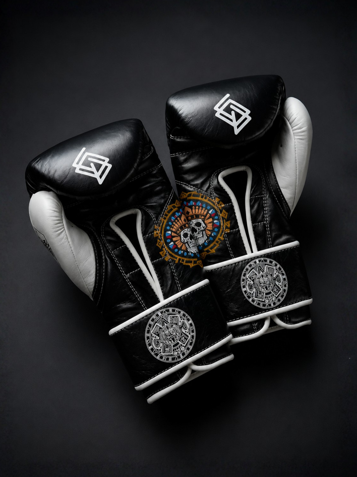 Guantes de Boxeo Azteca · 100% Piel · Fabricados en México · Negro Noche