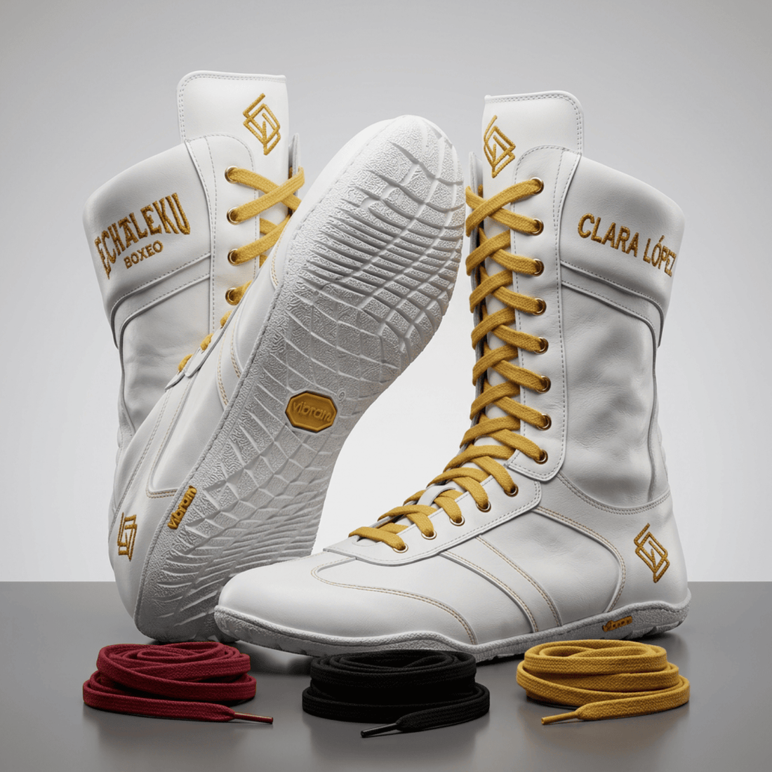 Botas Boxeo UNISEX de piel para entrenamiento y competición "PERSONALIZADAS CON TU NOMBRE BORDADO" - MODELO MERINO