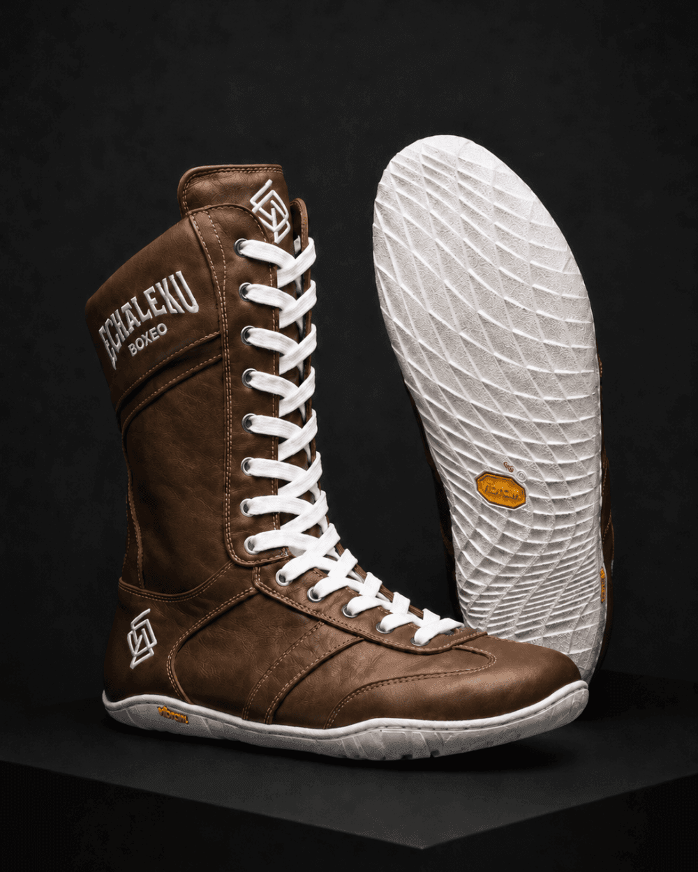 Botas de boxeo - Taupe y blanco