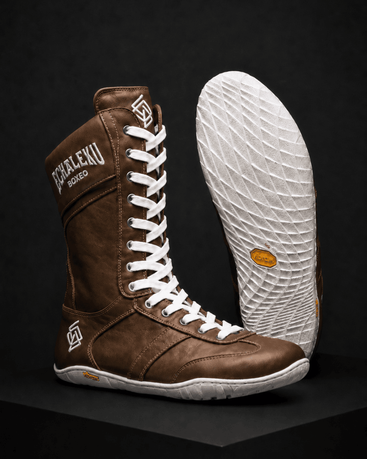 Botas de boxeo - Taupe y blanco