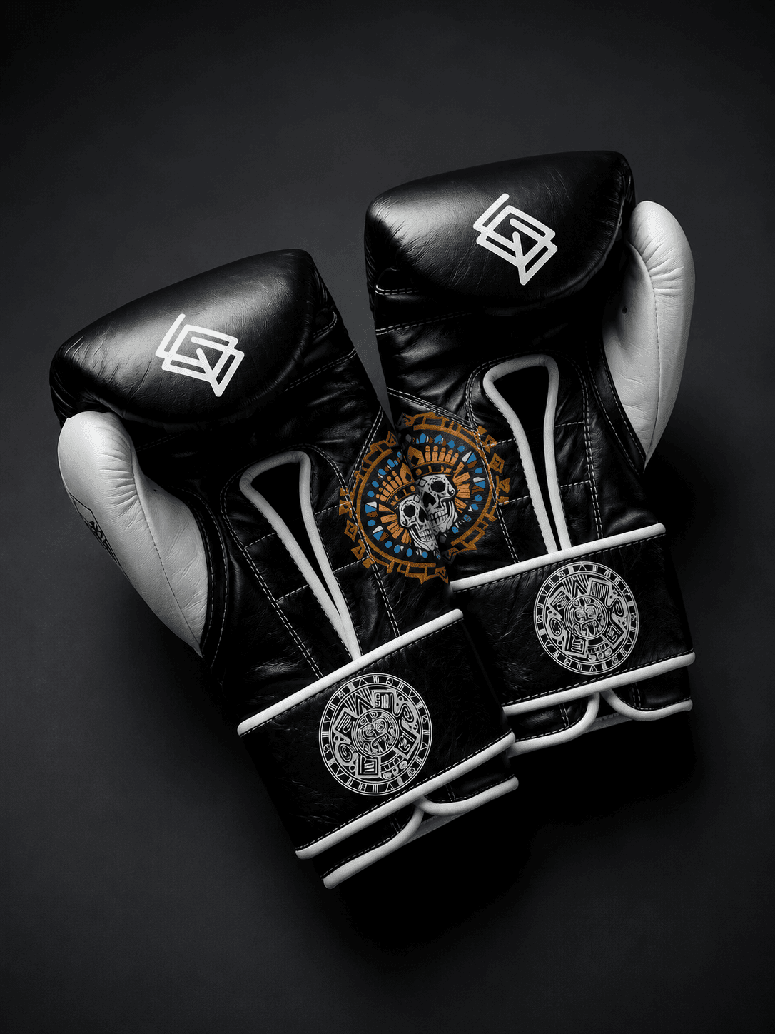 Guantes de Boxeo Azteca · 100% Piel · Fabricados en México · Negro Noche