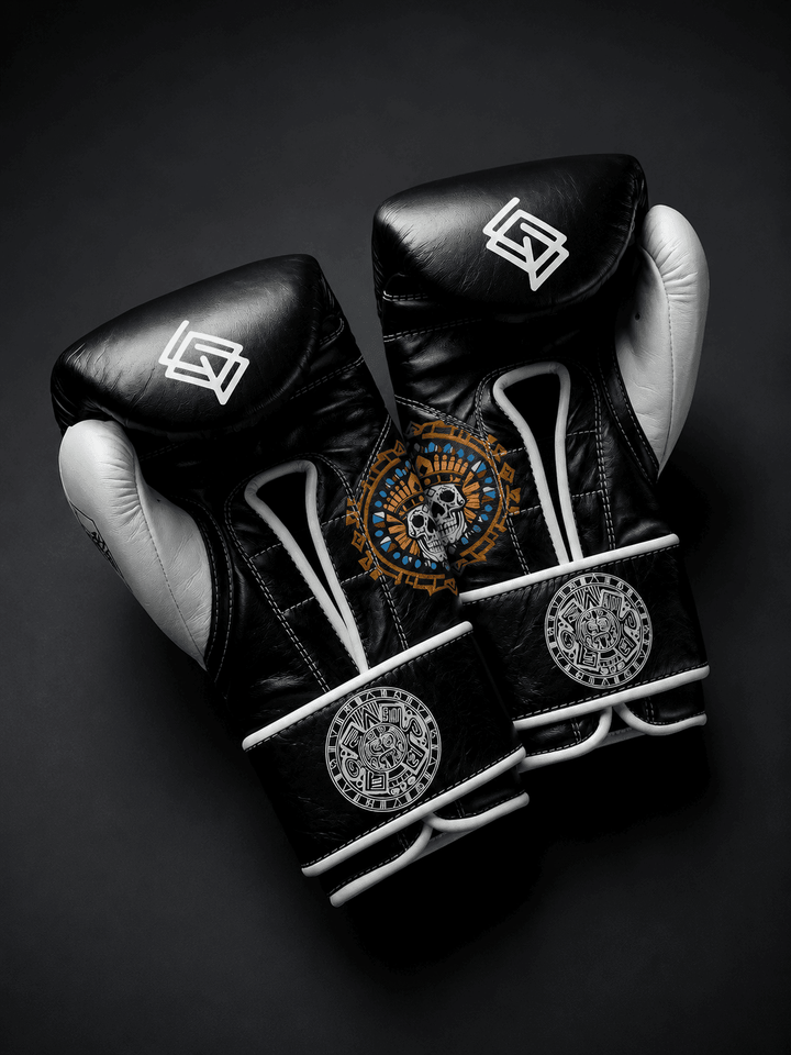 Guantes de Boxeo Azteca · 100% Piel · Fabricados en México · Negro Noche