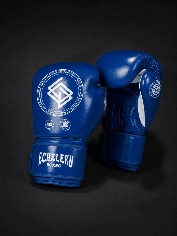 LIQUIDACION GUANTES COMPETICIÓN AMATEUR: Azul y Plateado. (FORRO TEJIDO)