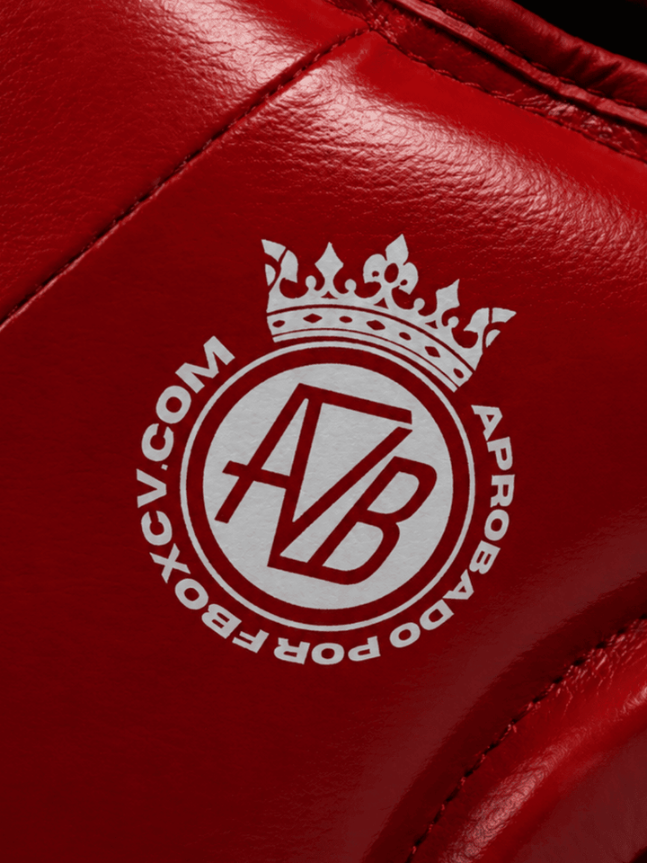 Casco Boxeo Piel Competición Amateur Rojo.