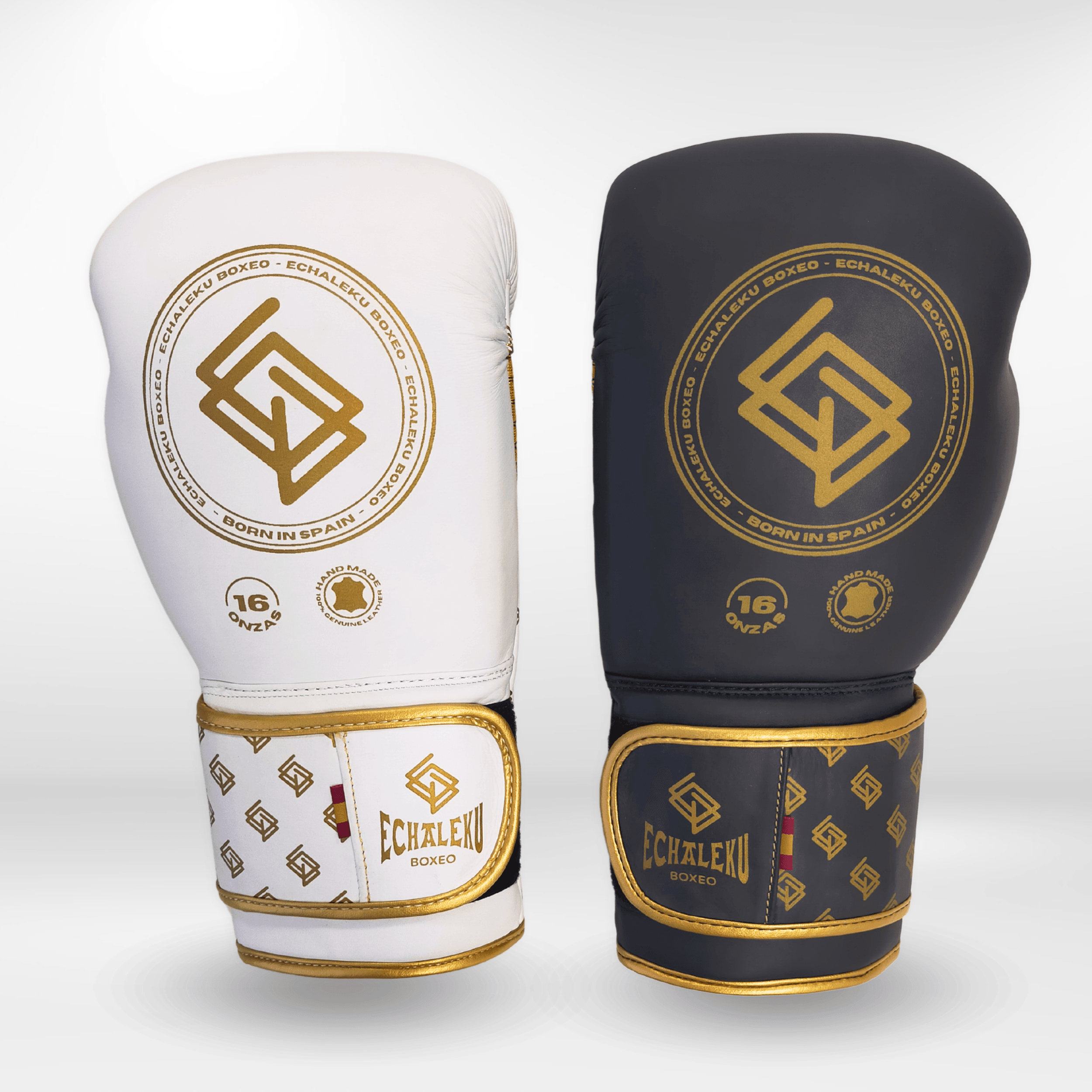 Handmix. GUANTES PREMIUM ENTRENAMIENTO BOXEO AMATEUR: Blanco/Negro + Dorado (v4.0) - Echaleku Boxeo