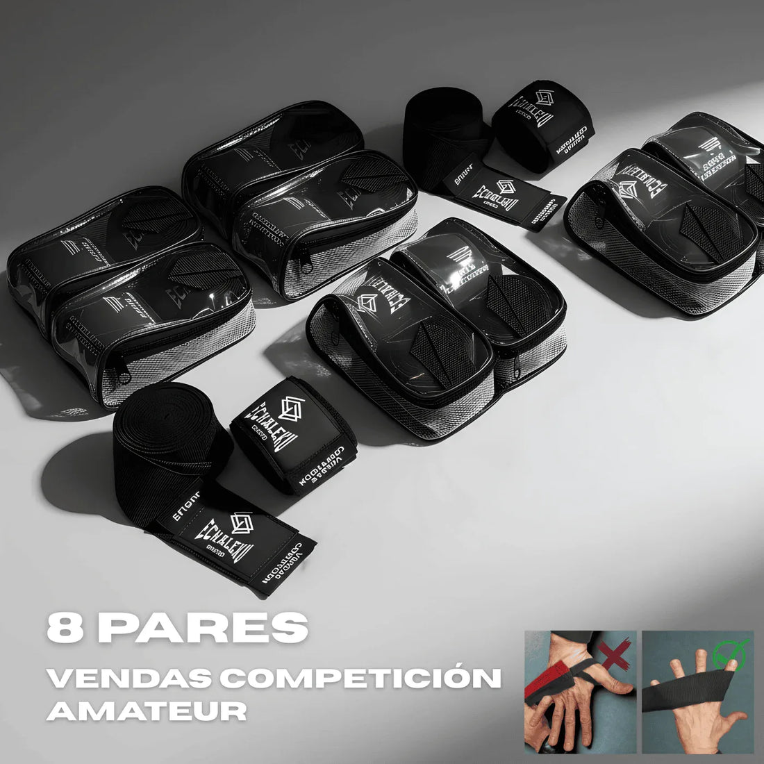 (PACK DE 8) VENDAS BOXEO 4,5M. COMPETICIÓN AMATEUR (PRECIO ESPECIAL 10€/PAR) - Echaleku Boxeo
