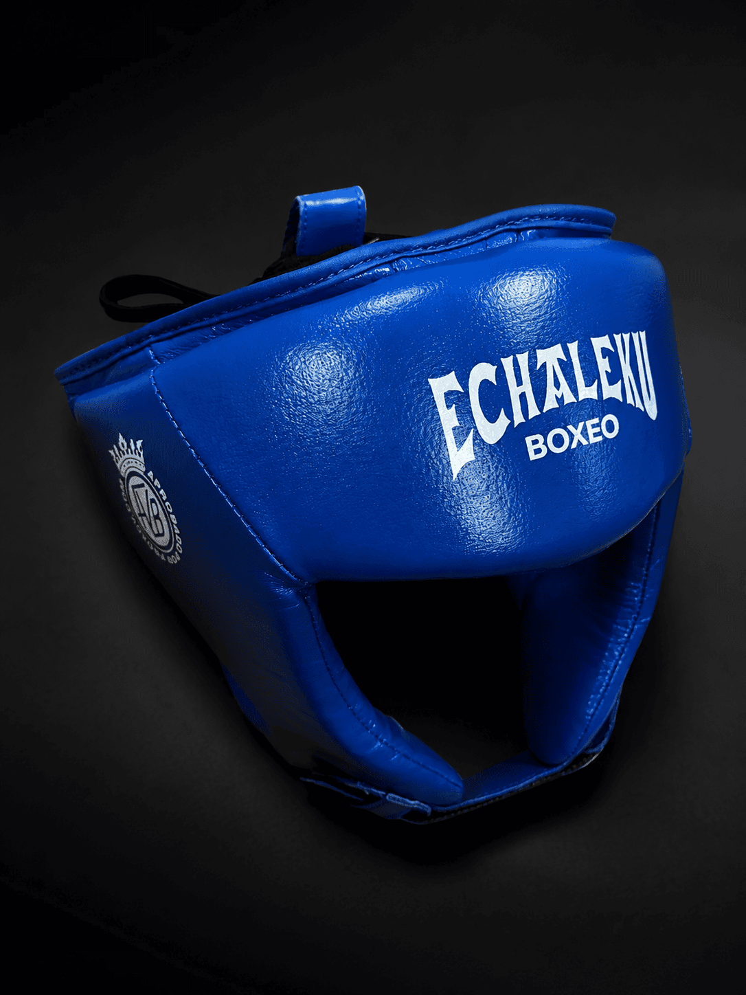 Casco Boxeo Piel Competición Amateur Azul.