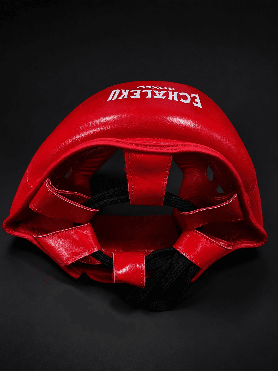 Casco Boxeo Piel Competición Amateur Rojo.