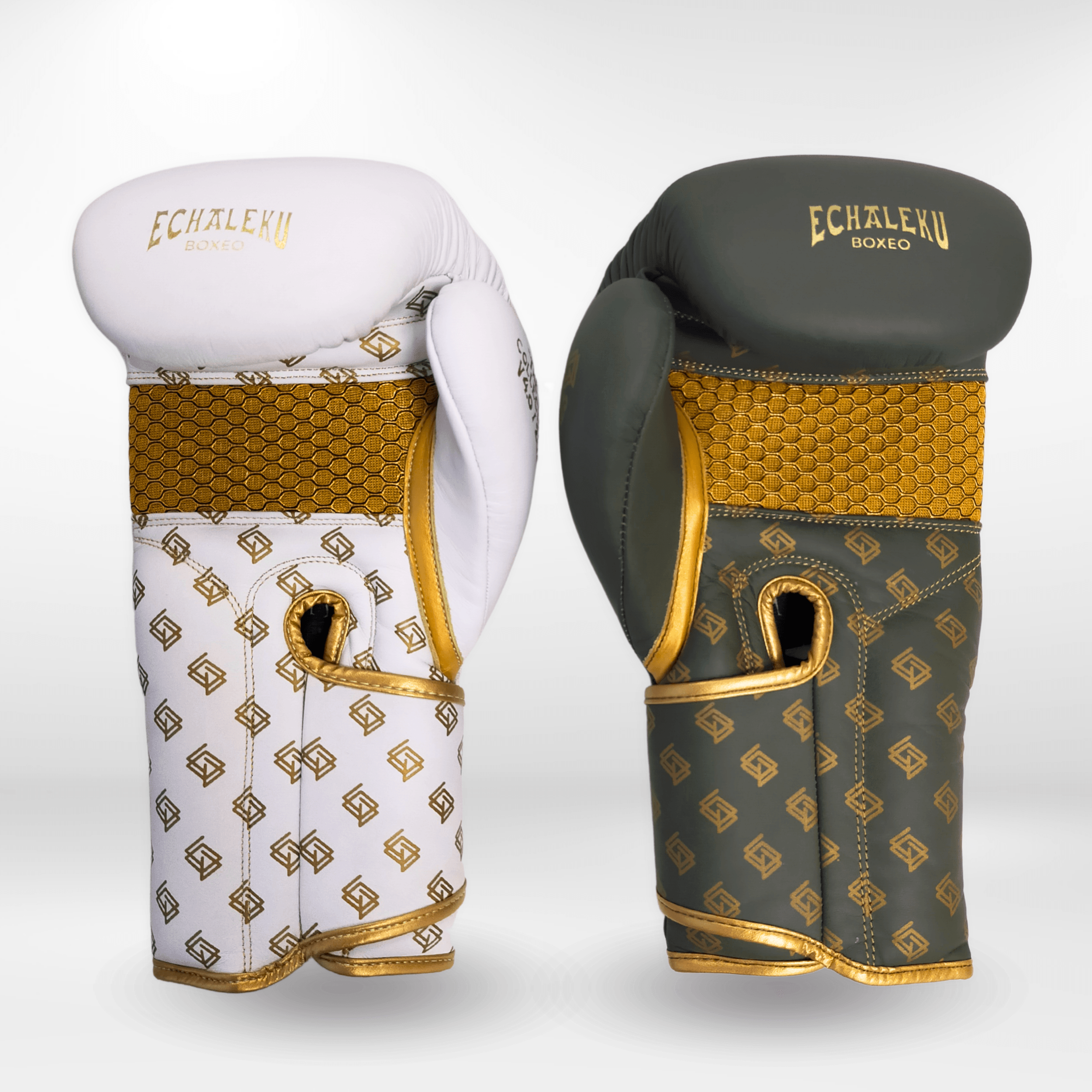 Handmix. GUANTES PREMIUM ENTRENAMIENTO BOXEO AMATEUR: Verde Militar/Blanco + Dorado (V4.0) - Echaleku Boxeo