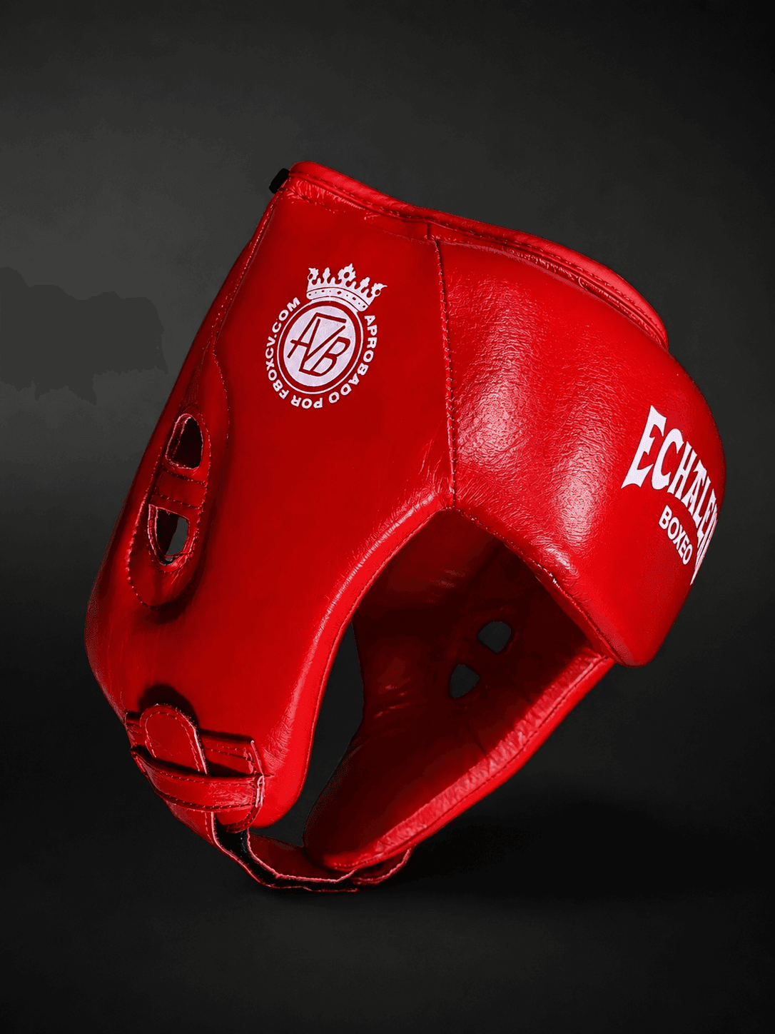 Casco Boxeo Piel Competición Amateur Rojo.
