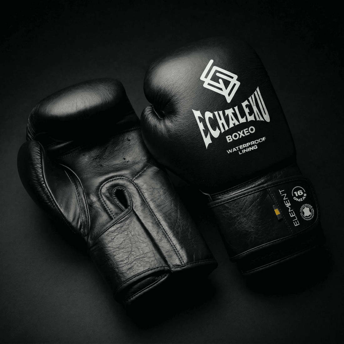 GUANTES DE BOXEO ELEMENT EN PIEL Y FORRO 100% WATERPROOF: Negro y Plateado
