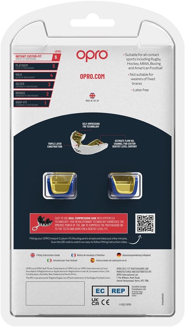 Protector bucal  boxeo marca Opro. Ajuste Instantáneo y Personalizado para adultos y niños