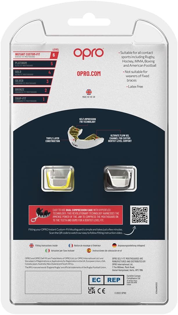 Protector bucal  boxeo marca Opro. Ajuste Instantáneo y Personalizado para adultos y niños
