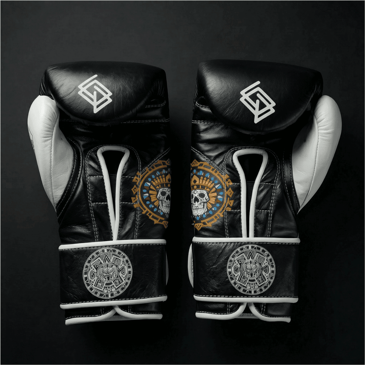Guantes de Boxeo Azteca · 100% Piel · Fabricados en México · Negro Noche