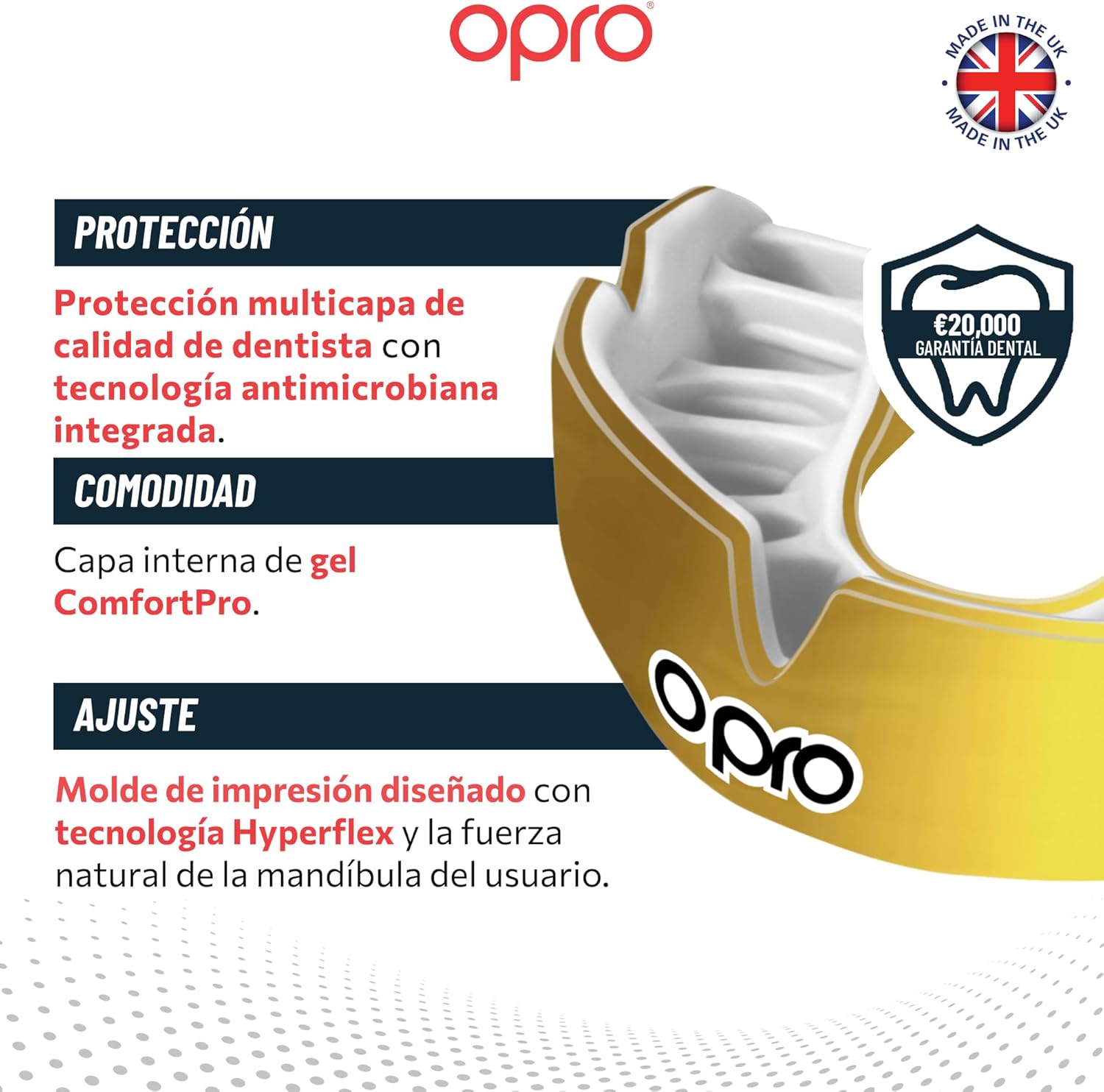 Protector bucal  boxeo marca Opro. Ajuste Instantáneo y Personalizado para adultos y niños