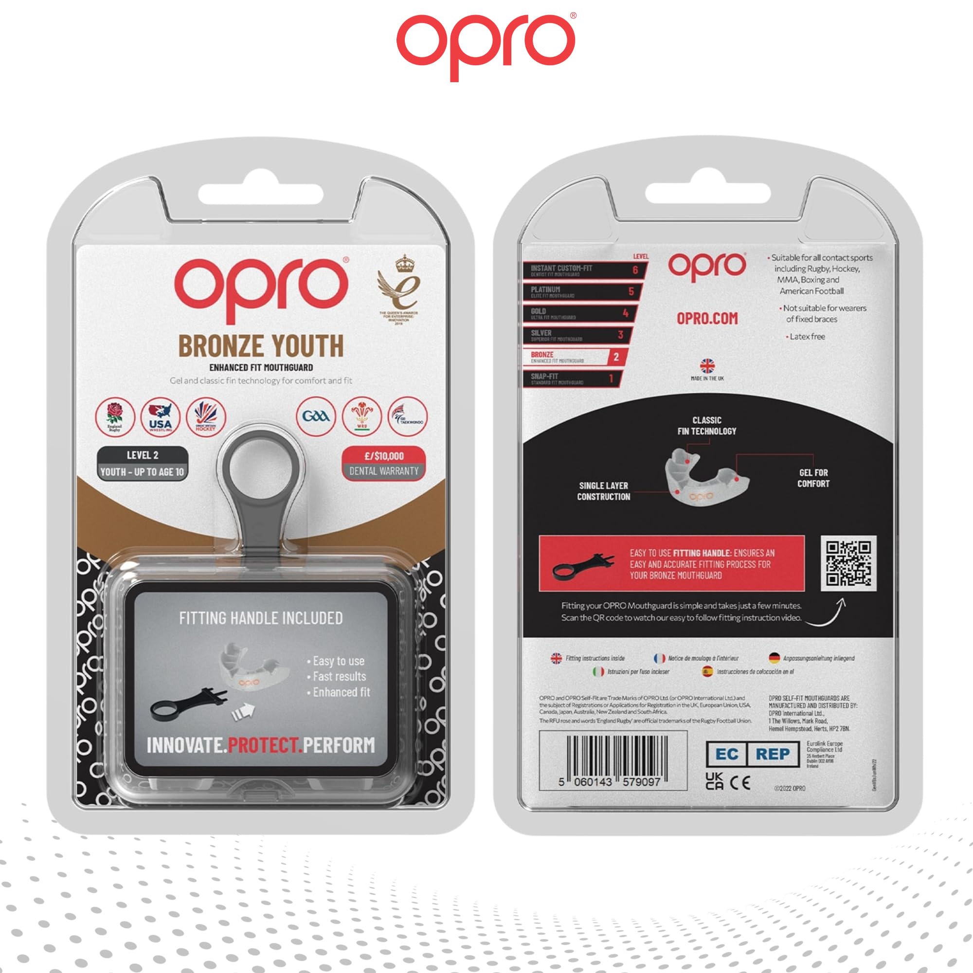 Protector bucal  boxeo marca Opro. Nivel Bronze para adultos y niños