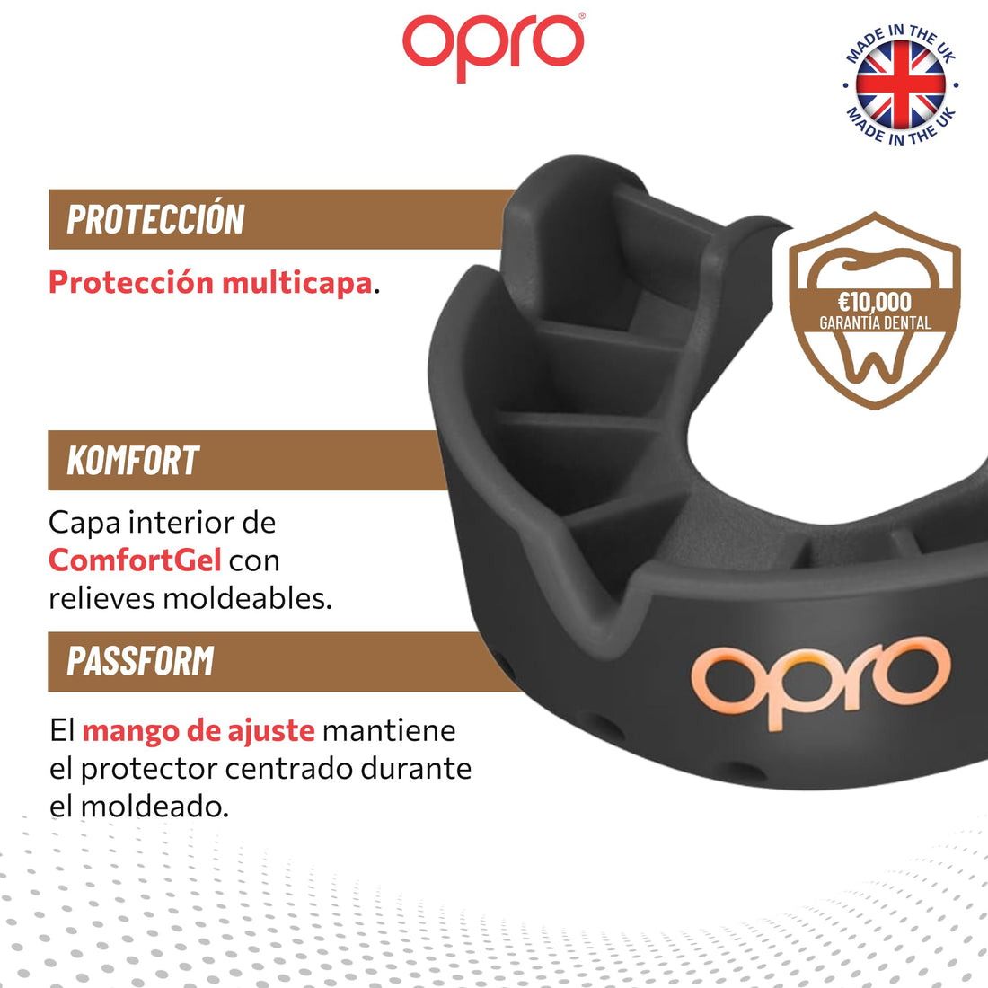 Protector bucal  boxeo marca Opro. Nivel Bronze para adultos y niños