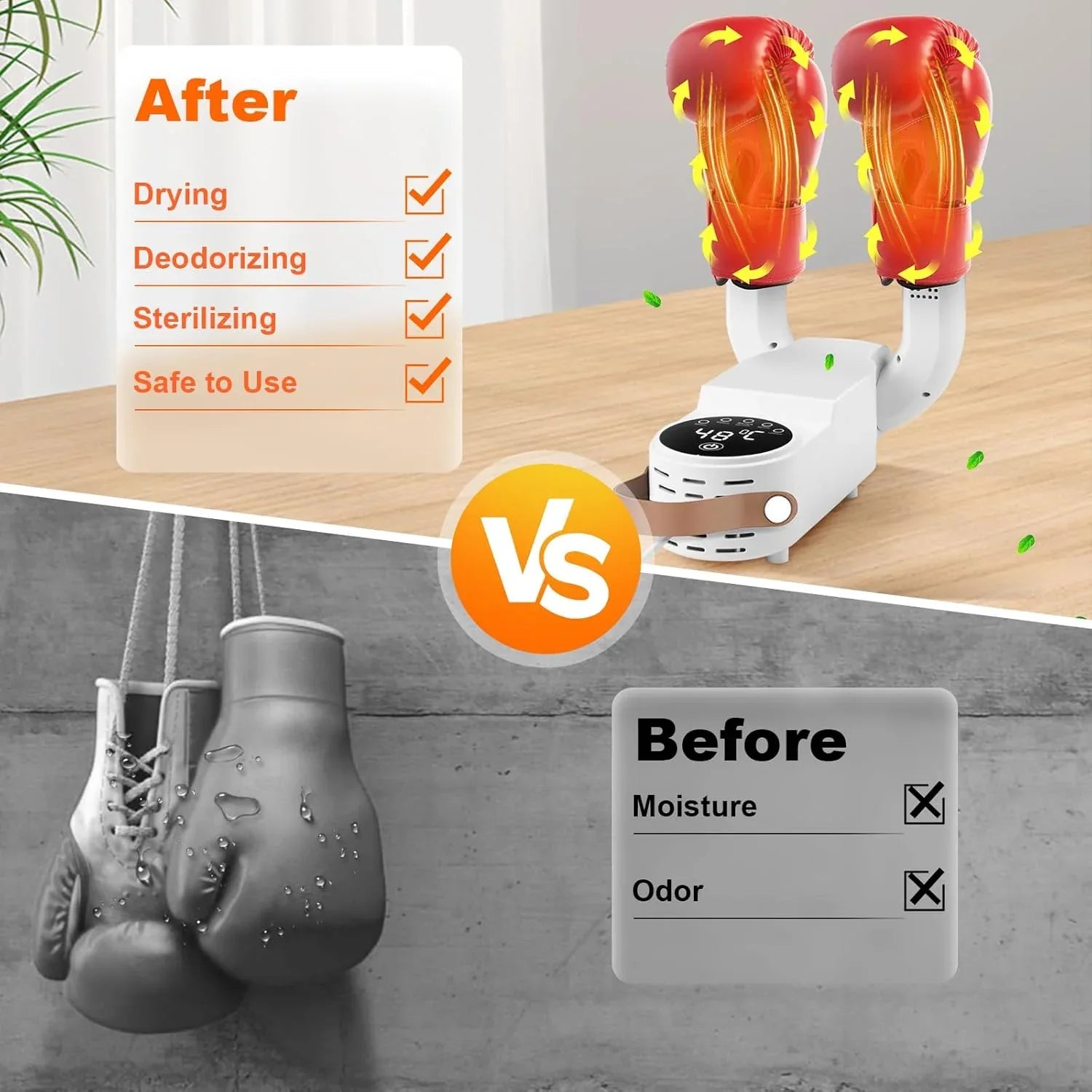 Secador de Guantes de Boxeo con Temporizador Inteligente, Diseño Plegable y Retráctil, Elimina Eficazmente los Olores - Echaleku Boxeo