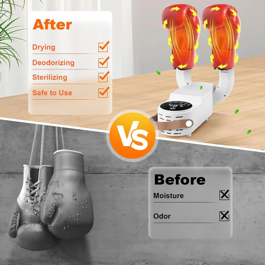 Secador de Guantes de Boxeo con Temporizador Inteligente, Diseño Plegable y Retráctil, Elimina Eficazmente los Olores - Echaleku Boxeo