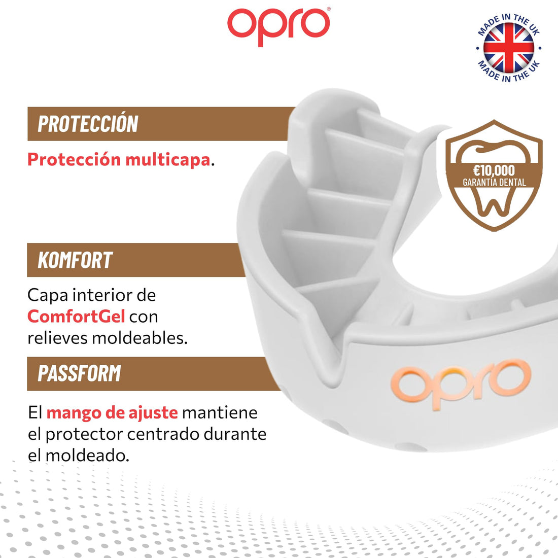 Protector bucal  boxeo marca Opro. Nivel Bronze para adultos y niños