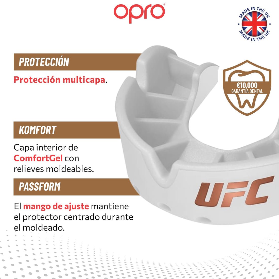 Protector bucal  boxeo marca Opro. Nivel Bronze para adultos y niños