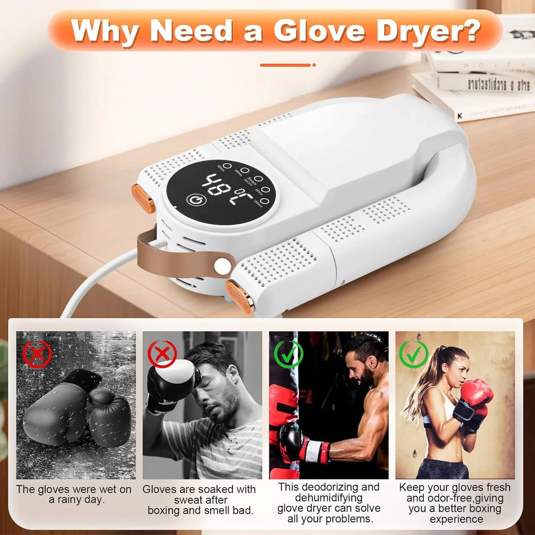 Secador de Guantes de Boxeo con Temporizador Inteligente, Diseño Plegable y Retráctil, Elimina Eficazmente los Olores - Echaleku Boxeo