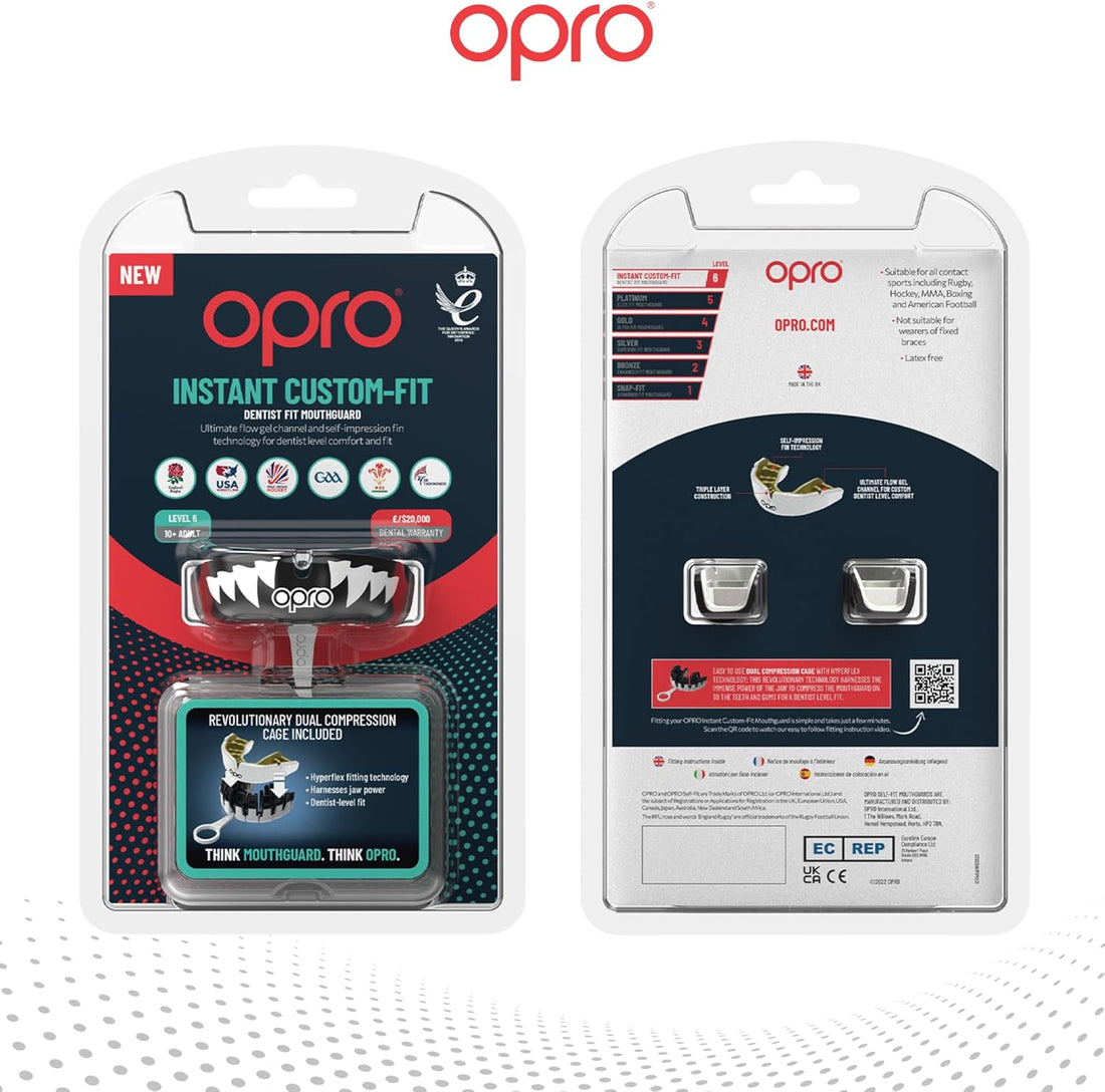 Protector bucal  boxeo marca Opro. Ajuste Instantáneo y Personalizado para adultos y niños