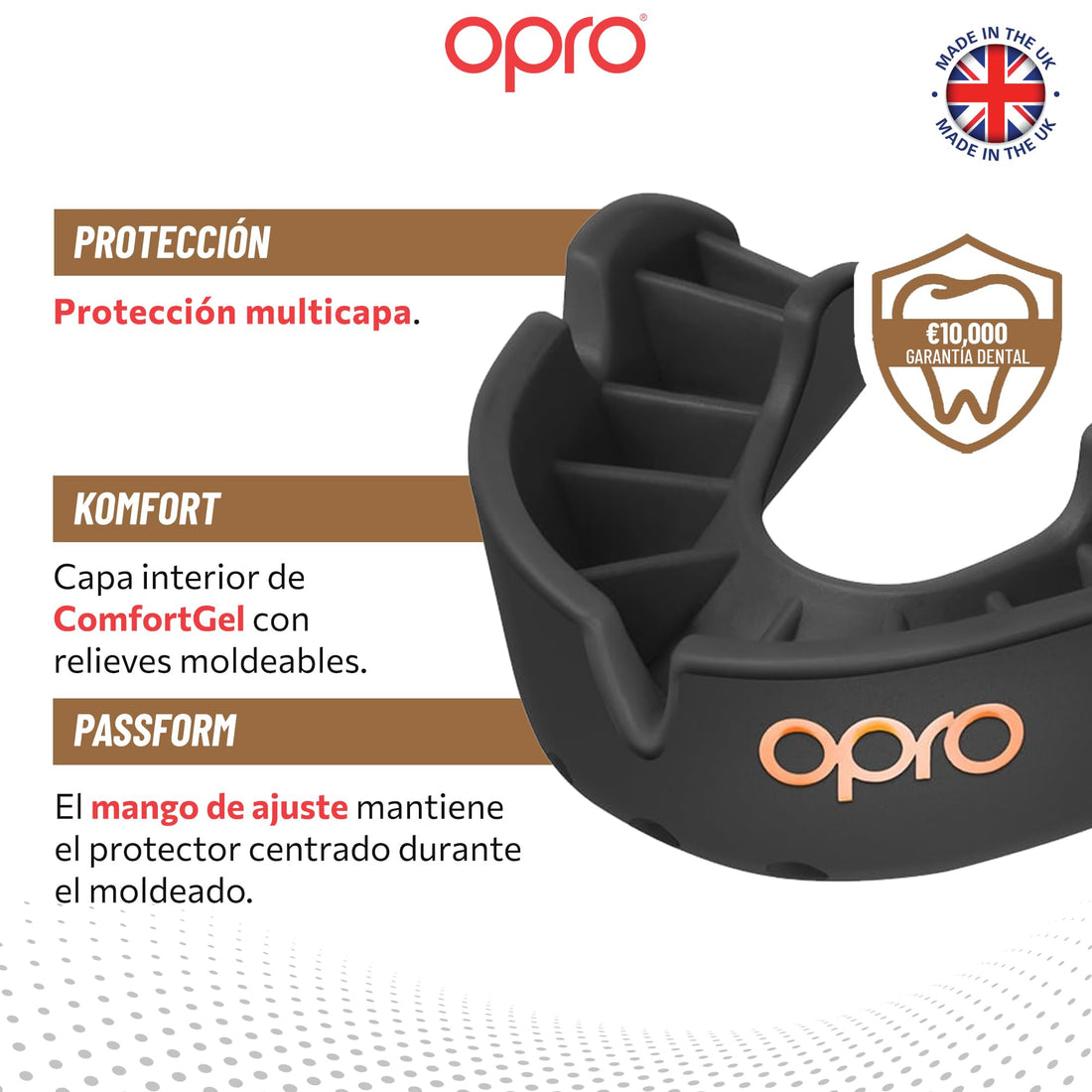 Protector bucal  boxeo marca Opro. Nivel Bronze para adultos y niños