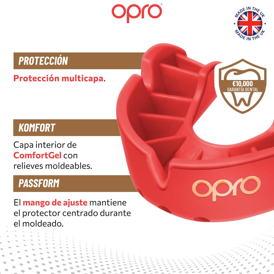 Protector bucal  boxeo marca Opro. Nivel Bronze para adultos y niños