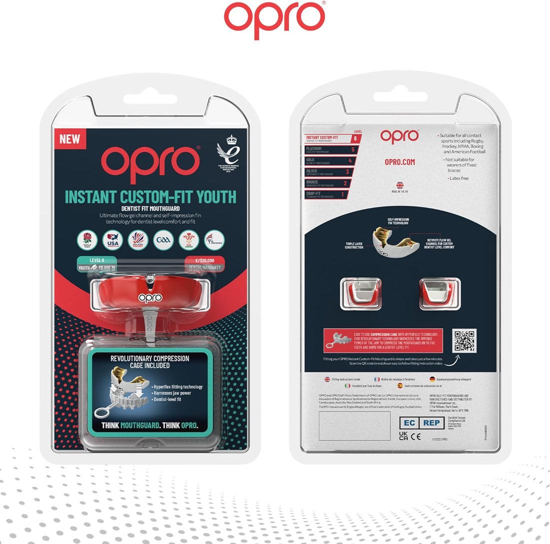 Protector bucal  boxeo marca Opro. Ajuste Instantáneo y Personalizado para adultos y niños