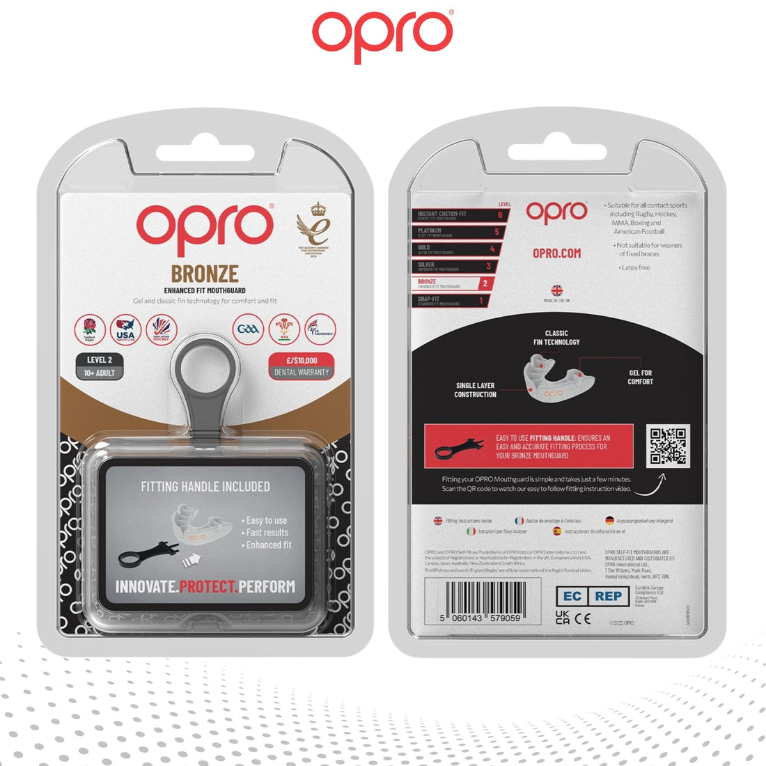 Protector bucal  boxeo marca Opro. Nivel Bronze para adultos y niños