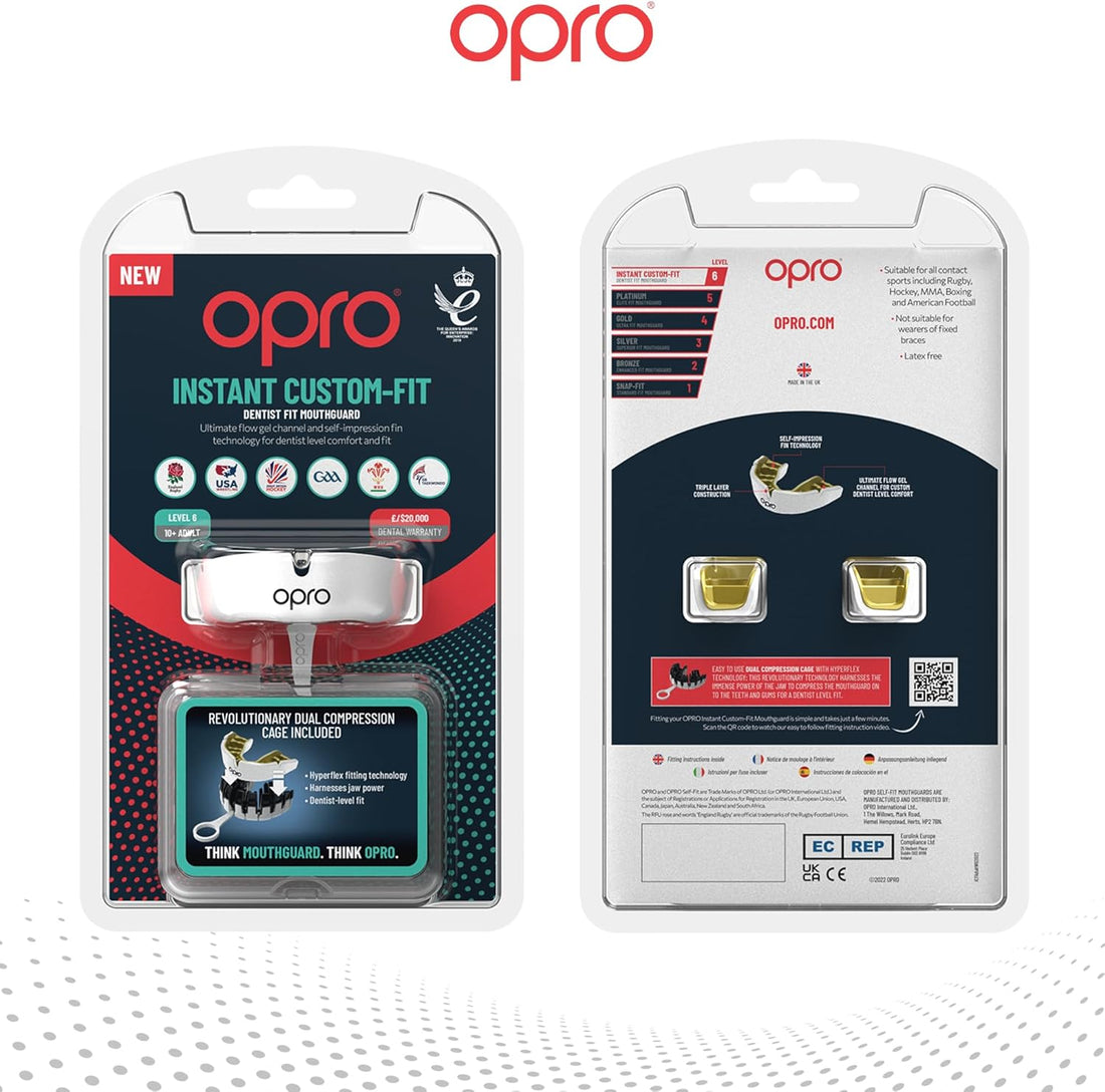Protector bucal  boxeo marca Opro. Ajuste Instantáneo y Personalizado para adultos y niños