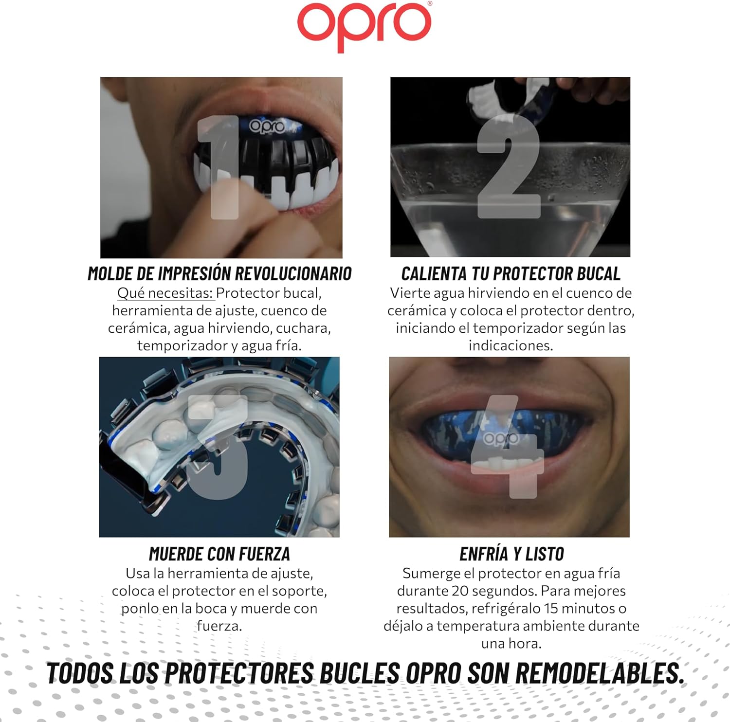 Protector bucal  boxeo marca Opro. Ajuste Instantáneo y Personalizado para adultos y niños