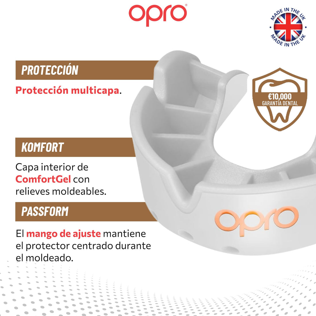 Protector bucal  boxeo marca Opro. Nivel Bronze para adultos y niños