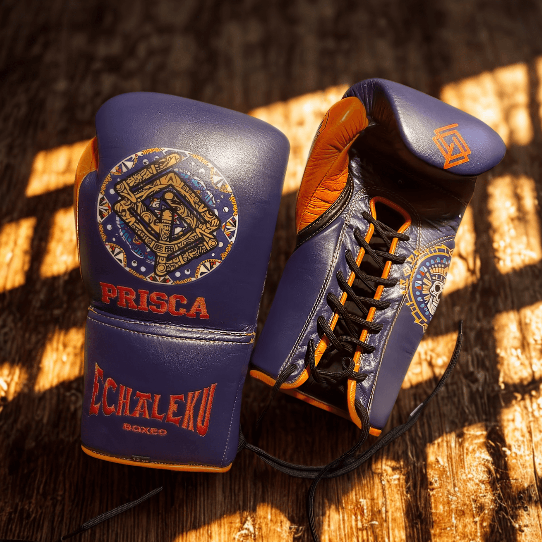 Guantes de Boxeo Azteca Personalizados con Velcro o Cuerdas - Echaleku Boxeo