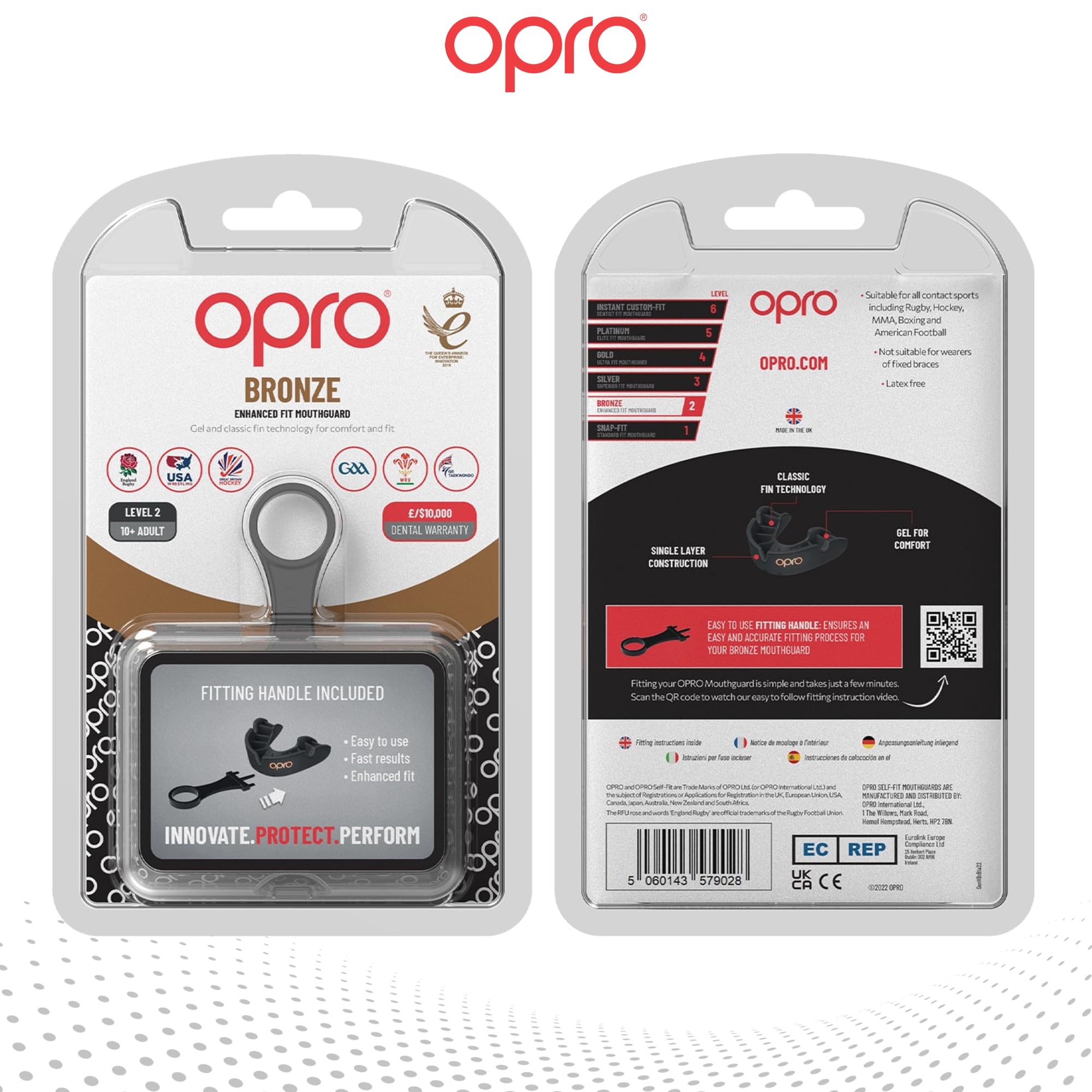 Protector bucal  boxeo marca Opro. Nivel Bronze para adultos y niños