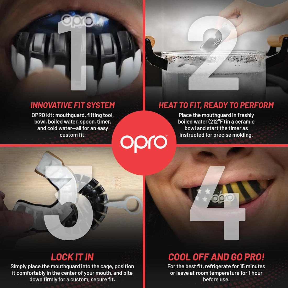 Protector bucal  boxeo marca Opro. Ajuste Instantáneo y Personalizado para adultos y niños
