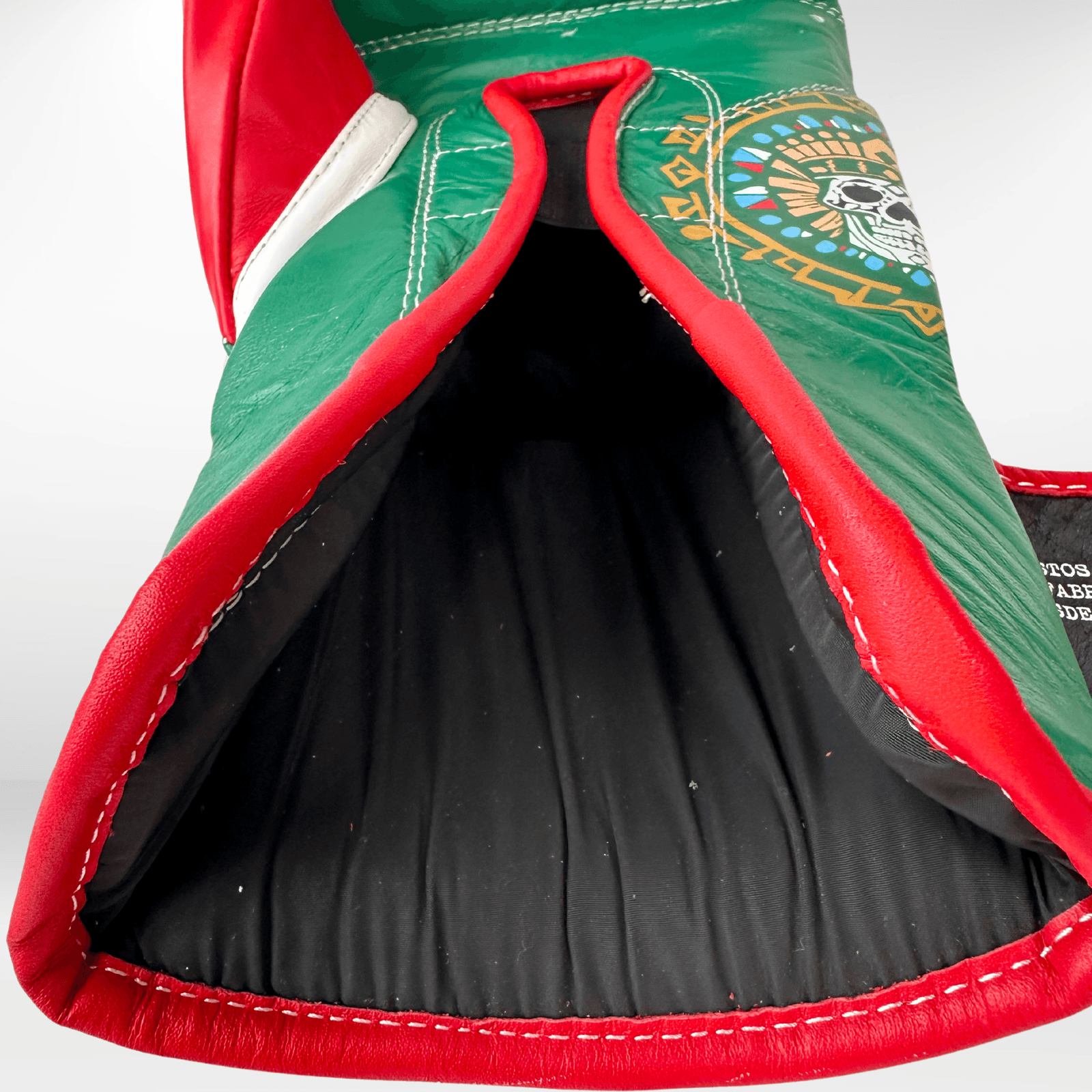 GUANTES PREMIUM ENTRENAMIENTO BOXEO PROFESIONAL: COLECCIÓN AZTECA fabricada en México. Orgullo Mexicano. Color Verde y Rojo. - Echaleku Boxeo