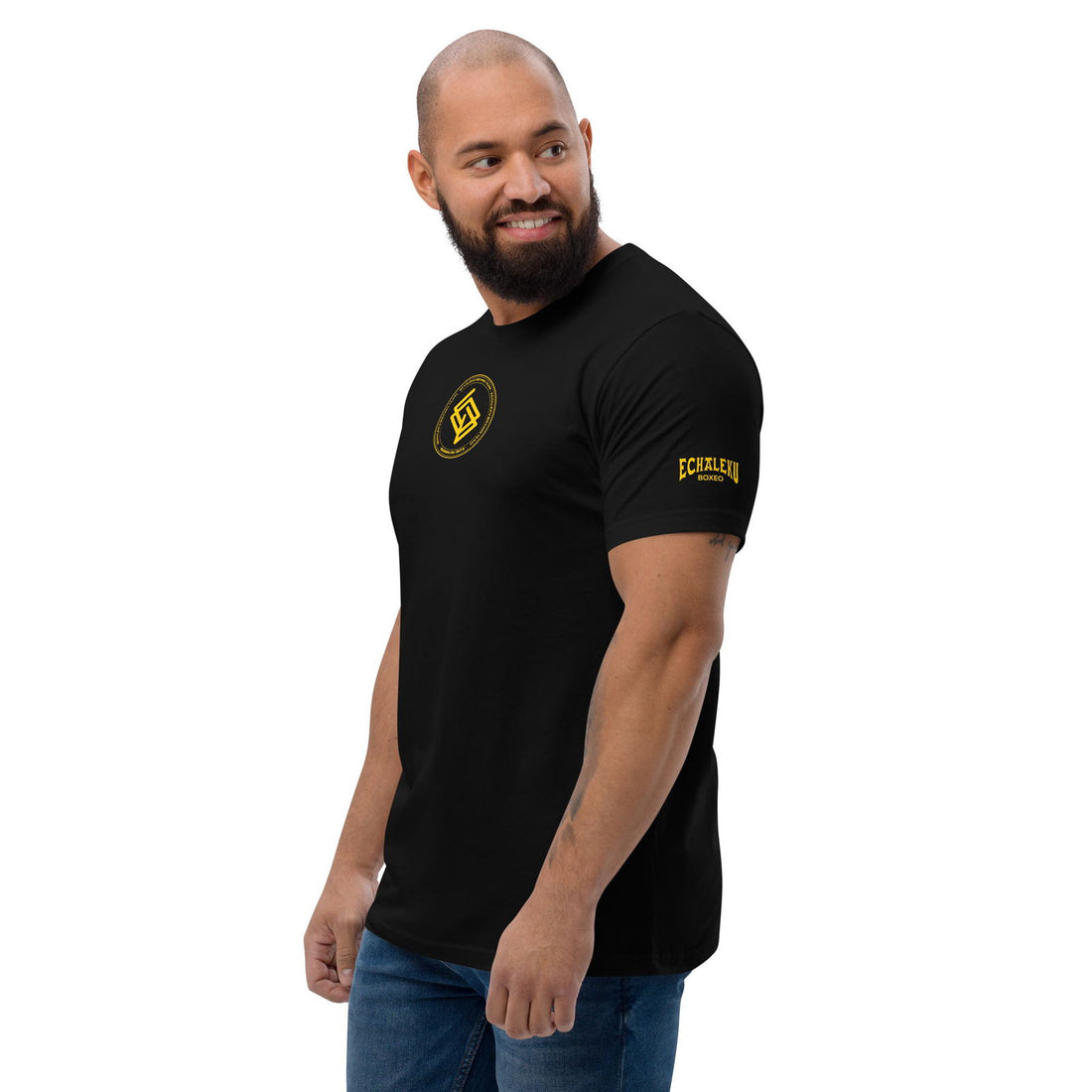 Camiseta Hombre Casual Algodón Echaleku Boxing Team Negro y Dorado - Echaleku Boxeo