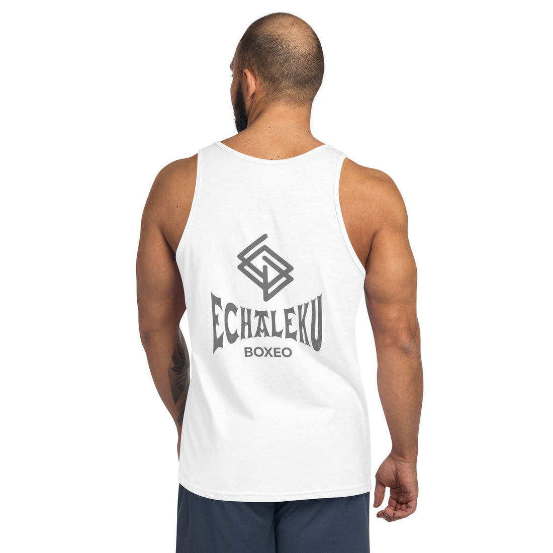 Camiseta entrenamiento HOMBRE Echaleku Boxeo Logo Blanca y Gris - Echaleku Boxeo