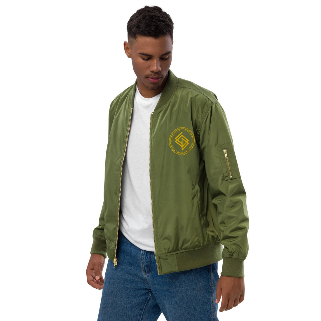 Chaqueta Bomber bordada HOMBRE Casual Echaleku Boxing Team Militar y Dorado - Echaleku Boxeo