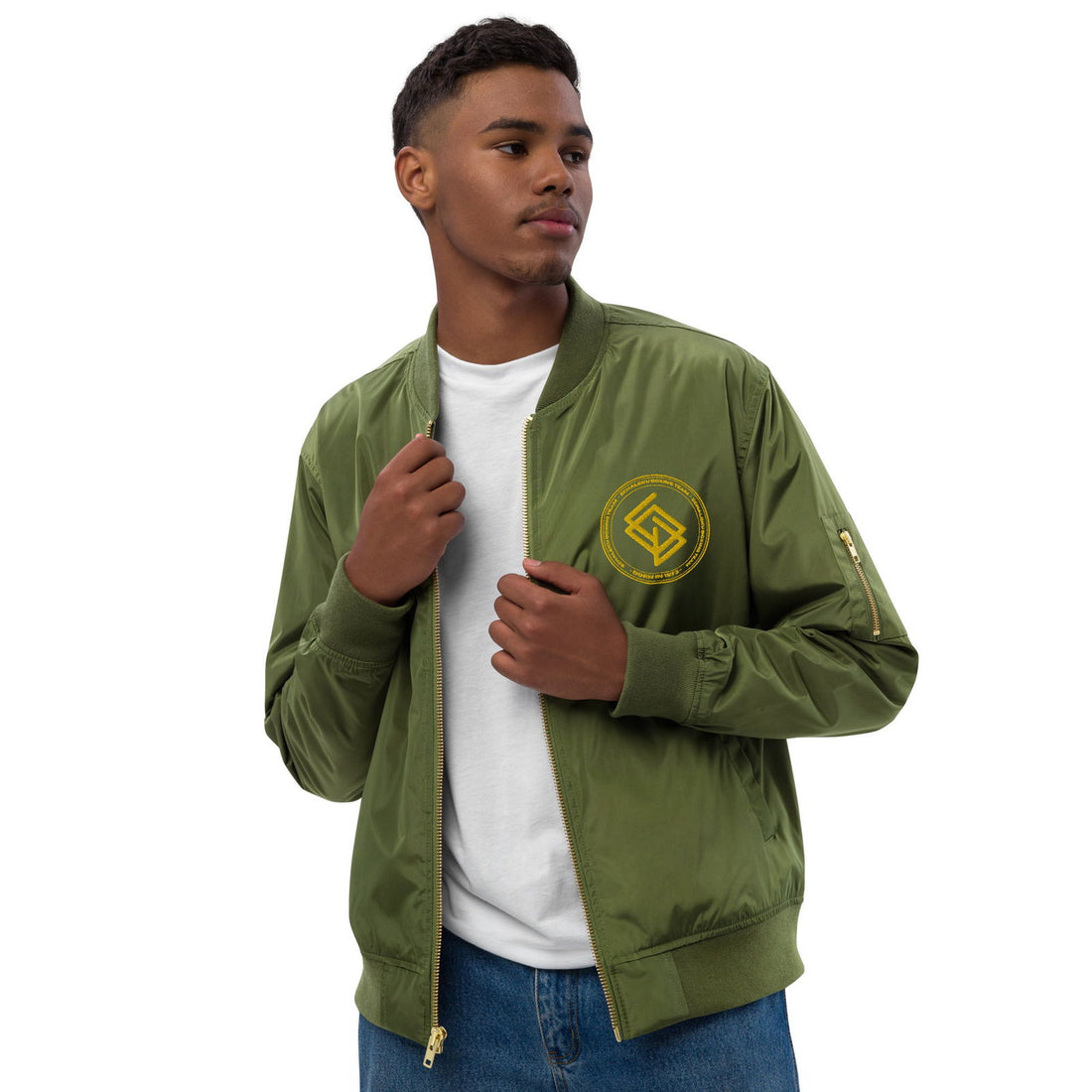 Chaqueta Bomber bordada HOMBRE Casual Echaleku Boxing Team Militar y Dorado - Echaleku Boxeo