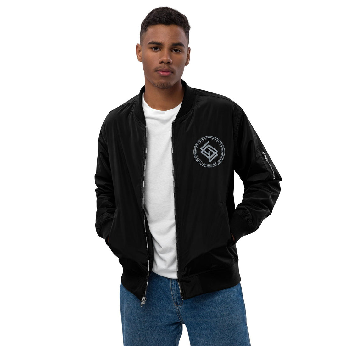 Chaqueta Bomber bordada HOMBRE Casual Echaleku Boxing Team Negro y Gris - Echaleku Boxeo