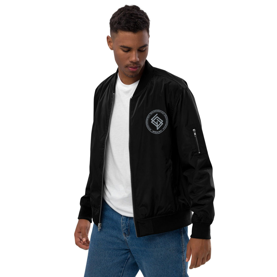 Chaqueta Bomber bordada HOMBRE Casual Echaleku Boxing Team Negro y Gris - Echaleku Boxeo