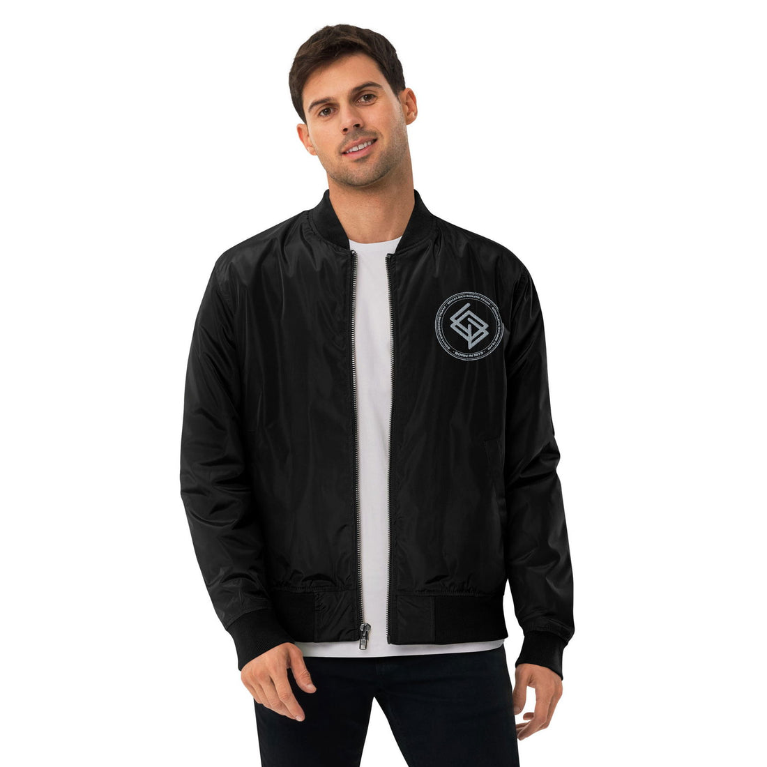 Chaqueta Bomber bordada HOMBRE Casual Echaleku Boxing Team Negro y Gris - Echaleku Boxeo