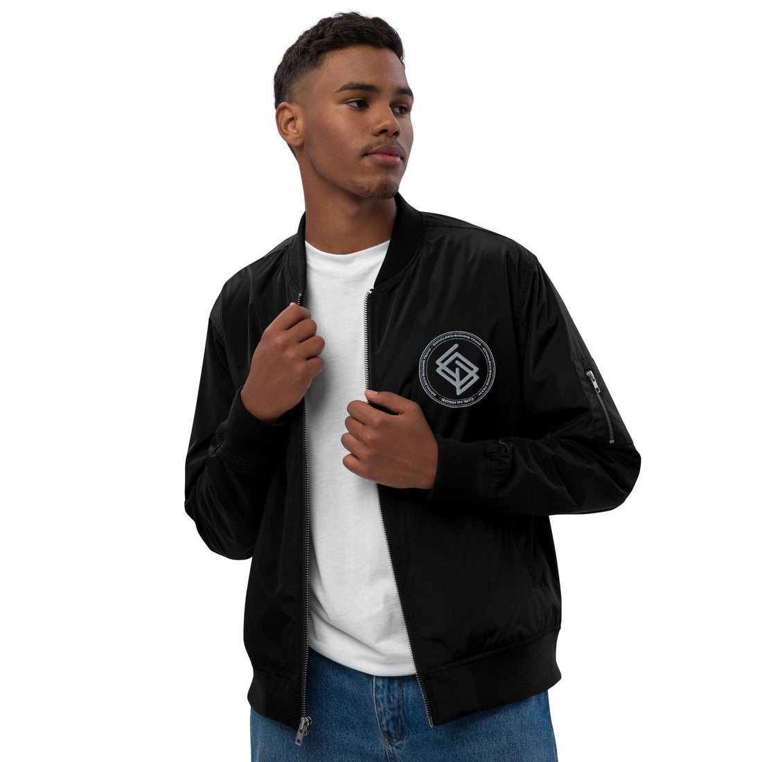 Chaqueta Bomber bordada HOMBRE Casual Echaleku Boxing Team Negro y Gris - Echaleku Boxeo