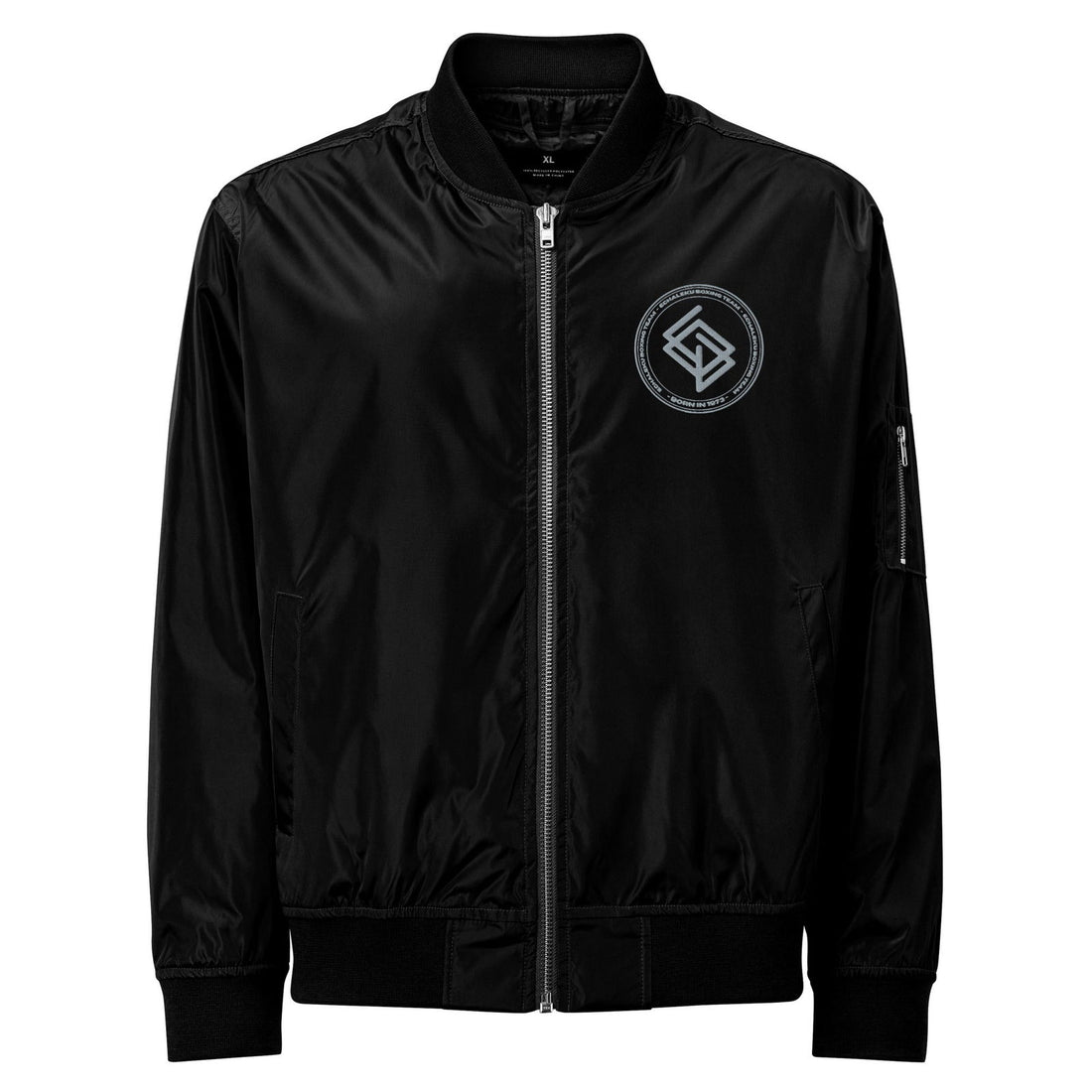 Chaqueta Bomber bordada HOMBRE Casual Echaleku Boxing Team Negro y Gris - Echaleku Boxeo