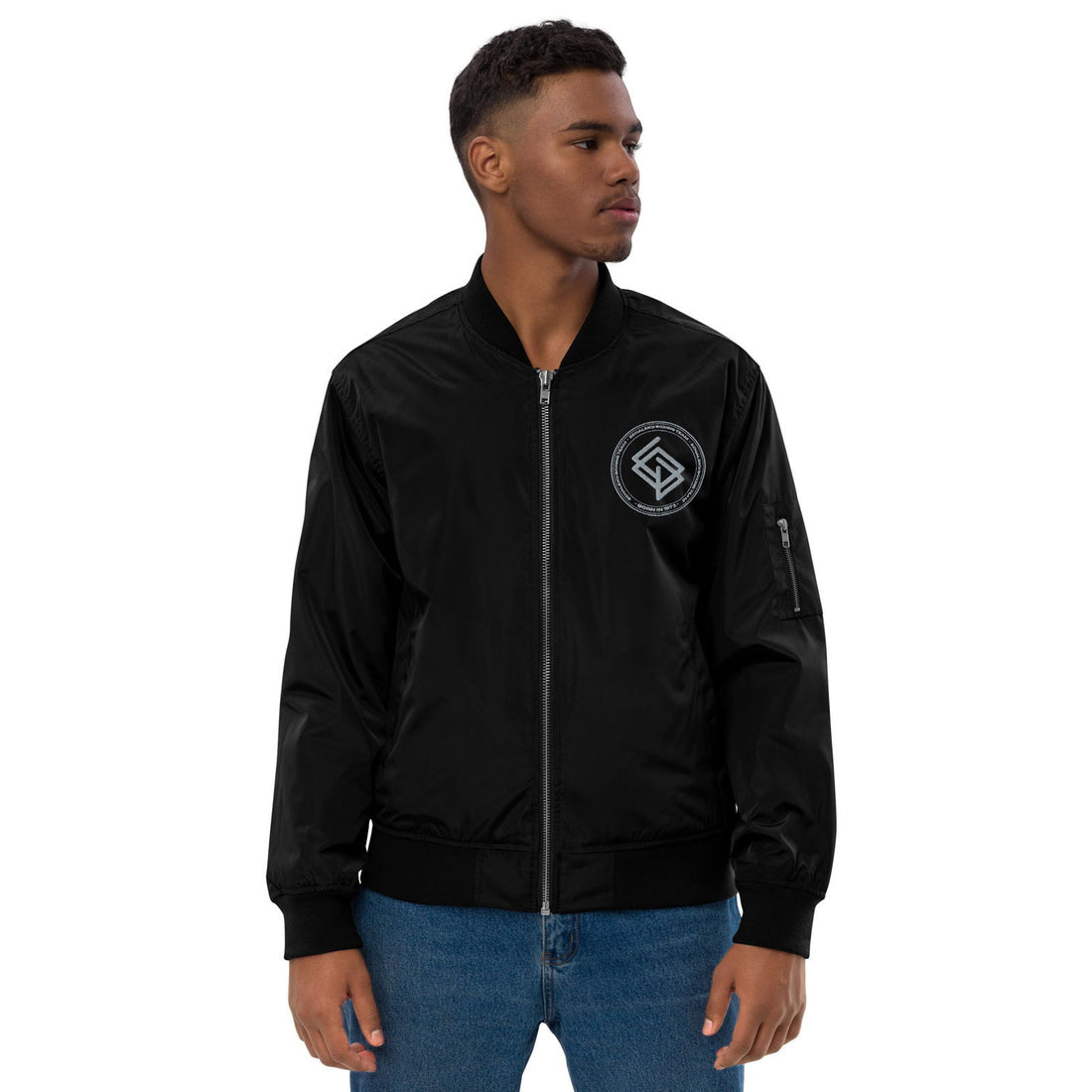 Chaqueta Bomber bordada HOMBRE Casual Echaleku Boxing Team Negro y Gris - Echaleku Boxeo