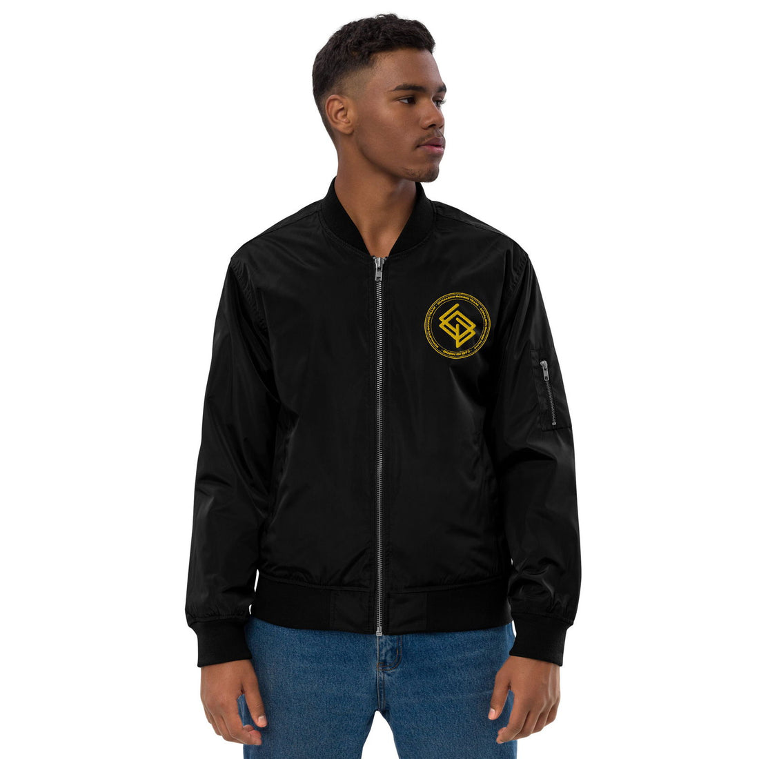 Chaqueta Bomber bordada Hombre Casual Echaleku Boxing Team Negro y Dorado - Echaleku Boxeo